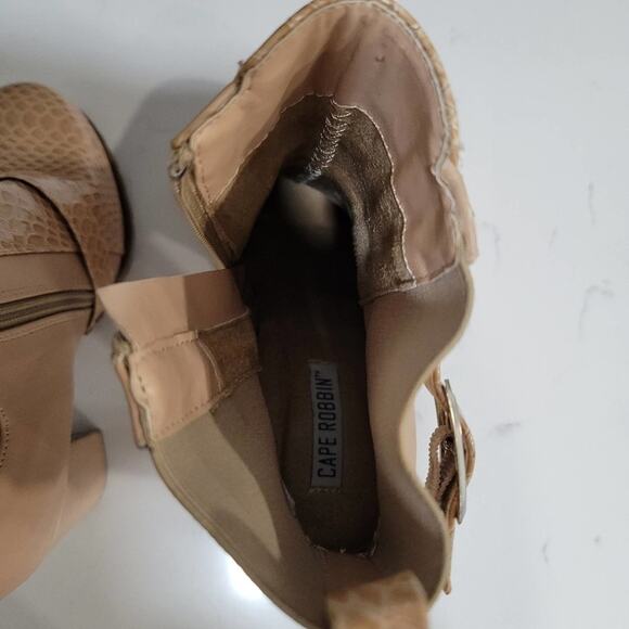 Cape Robbin Garnet Nude Heeled Booties with buckles and Snakeskin look S… - Picture 11 of 14